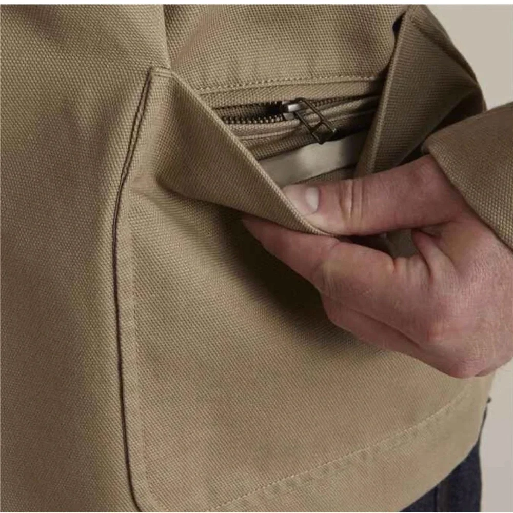 Duluth Trading Co Fire Hose Presentation Jacket Khaki Workwear Barn Blazer L Tan